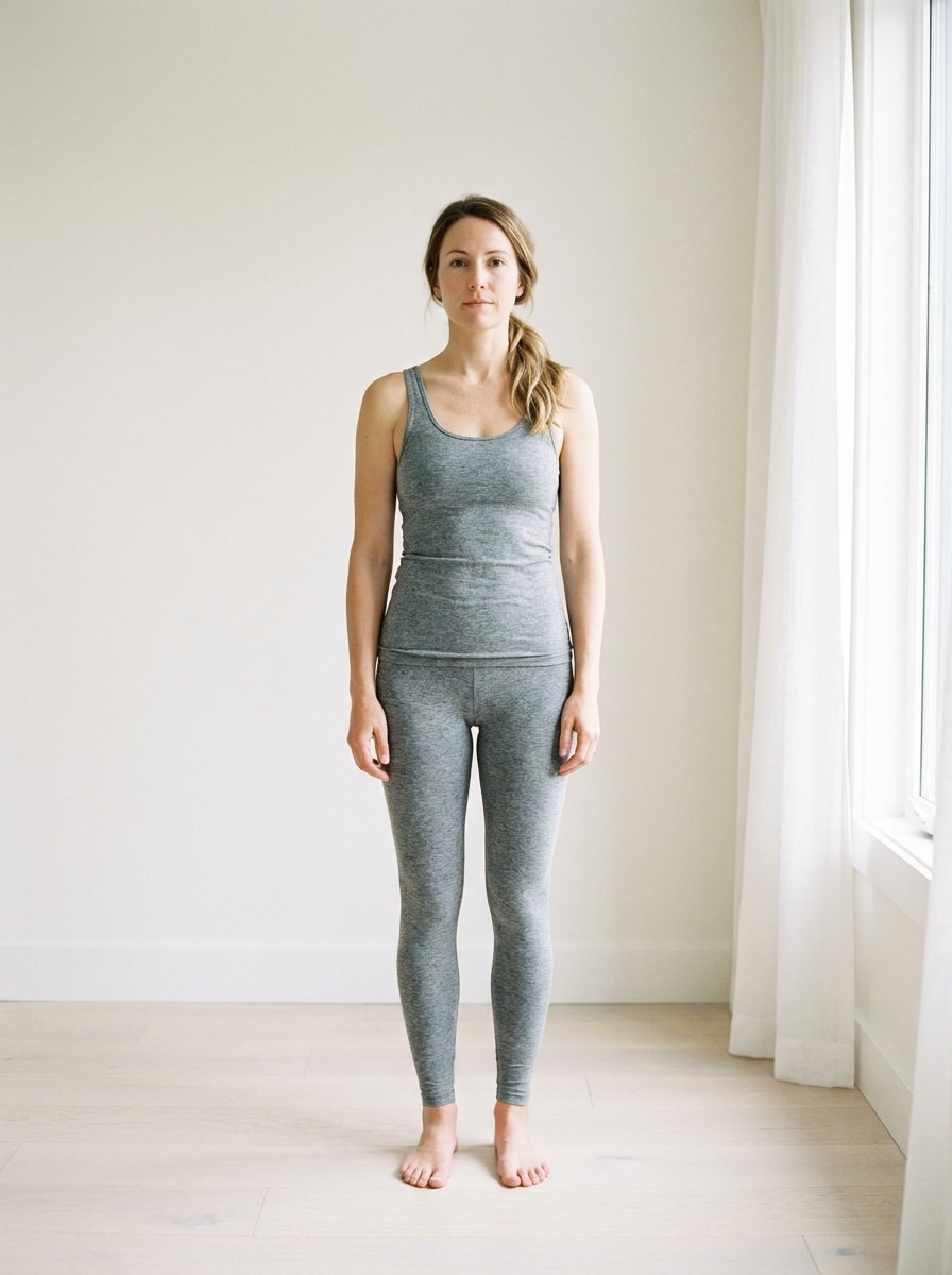 A guided front-pose photo, used to capture body measurements